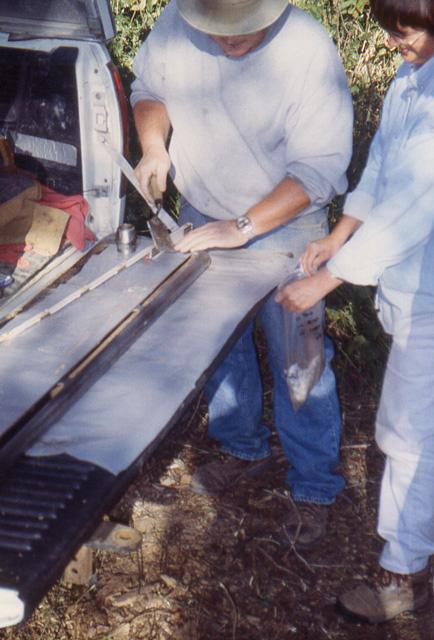 core is cut from the coring tube