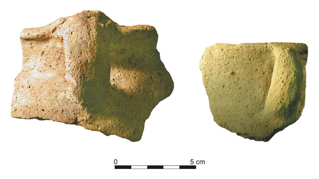 Examples of strap and loop handles on rims of plain surfaced jars from the North Block