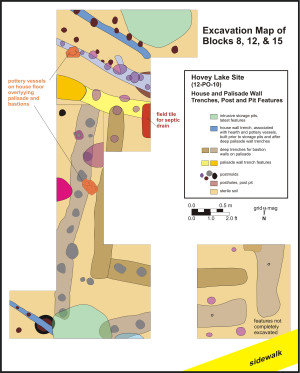 Excavation map of rebuilt bastion. Click to enlarge. (Opens in new window)
