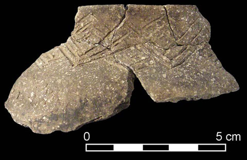 Jar rim fragment with incised decoration