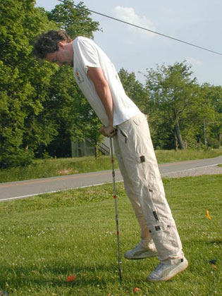 Dru McGill gives it a good go trying to core in dry soil