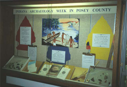 Display case from a past Indiana Archaeology Month