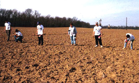 Survey of a recently plowed farm field in southwestern Indiana
