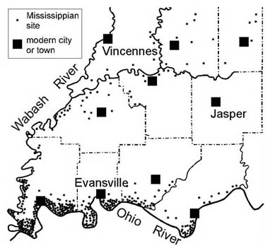 Map of Mississippian site in Southwestern Indiana