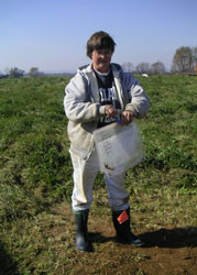 Jocelyn Turner made sure each of the auger sample locations was set up with a zip-lock plastic sample bag and a record form labeled with the assigned FS number and grid coordinates.