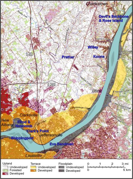 Overview map showing New Albany to Charlestown Indiana